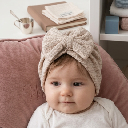 Miękki dzianinowy turban niemowlęcy z kokardką