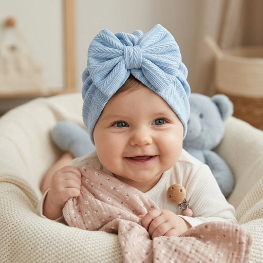 Miękki dzianinowy turban niemowlęcy z kokardką