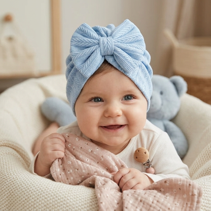 Miękki dzianinowy turban niemowlęcy z kokardką