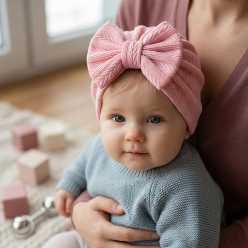 Miękki dzianinowy turban niemowlęcy z kokardką