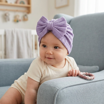 Miękki dzianinowy turban niemowlęcy z kokardką