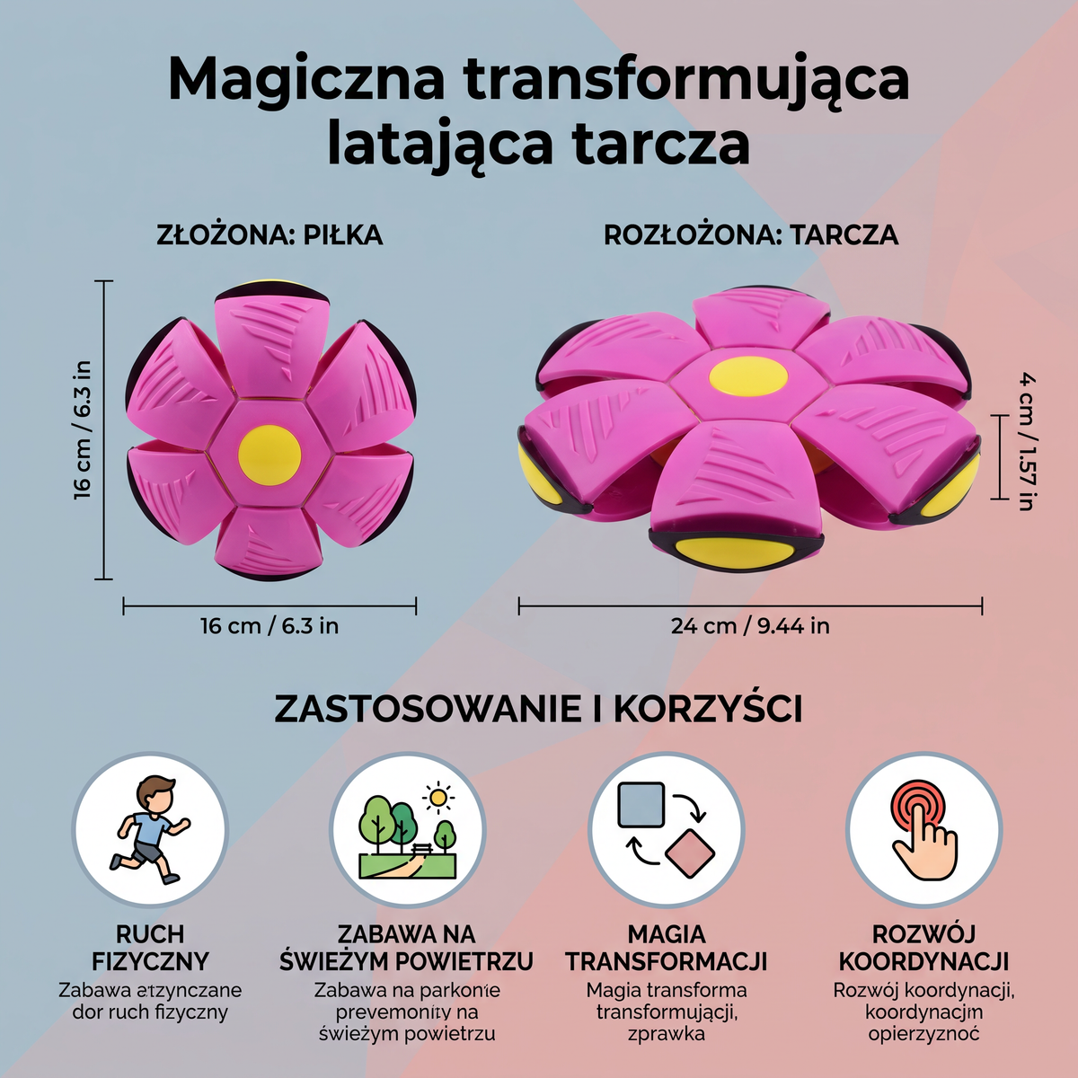 Magiczna transformująca latająca tarcza – interaktywna zabawka dla dzieci