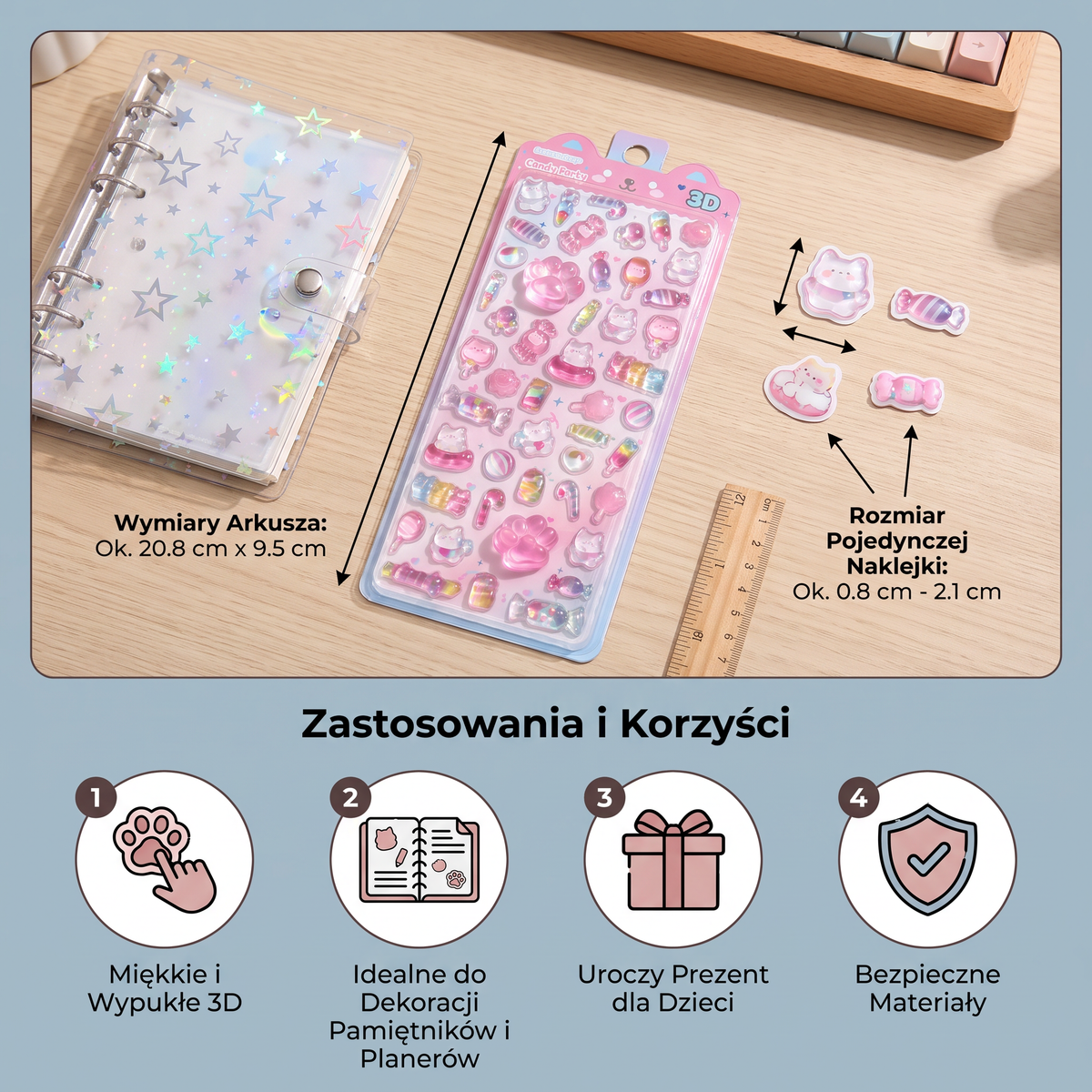 Naklejki 3D w kształcie łapek zwierząt – urocze, miękkie naklejki wypukłe dla dzieci