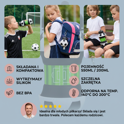 Składana i wytrzymała silikonowa butelka na wodę do piłki nożnej