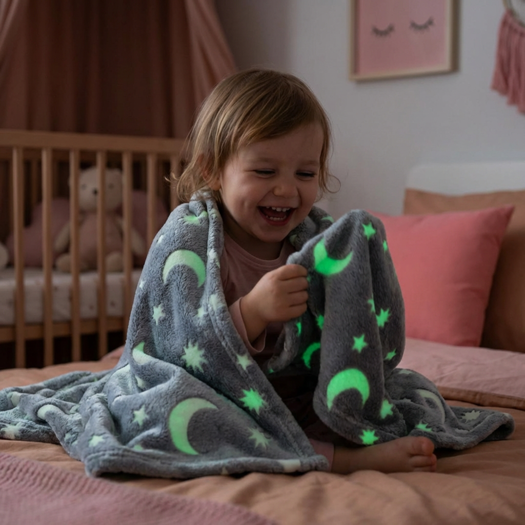 Świecący Koc w Gwiazdy – Fluorescencyjny Przytulny Koc