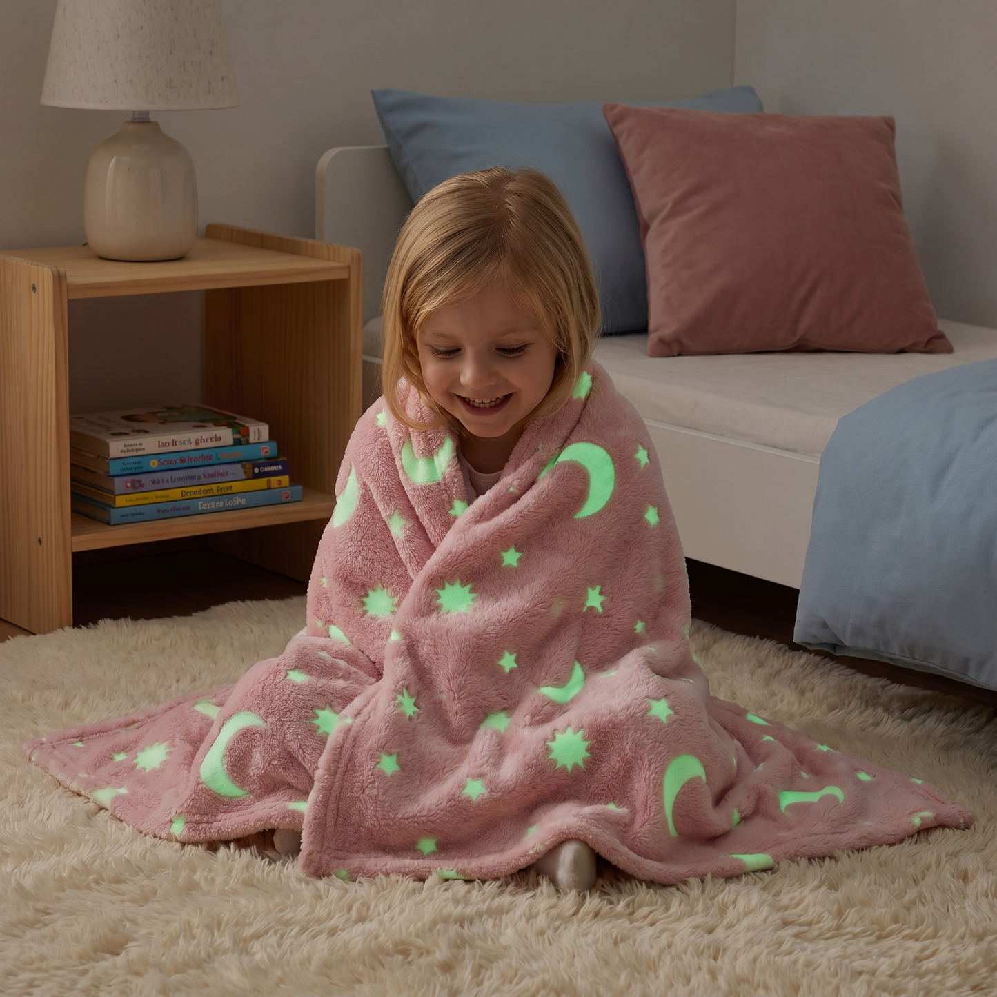 Świecący Koc w Gwiazdy – Fluorescencyjny Przytulny Koc