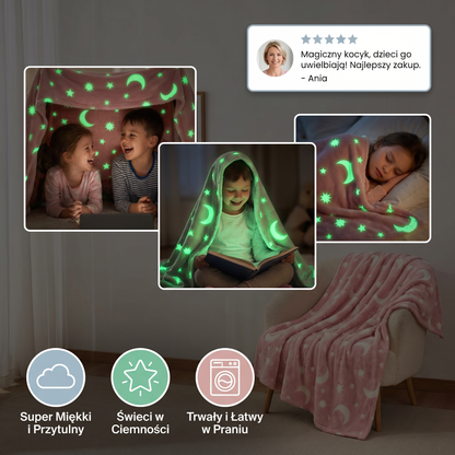 Świecący Koc w Gwiazdy – Fluorescencyjny Przytulny Koc