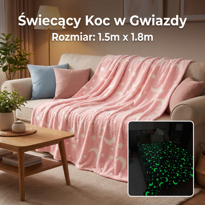 Świecący Koc w Gwiazdy – Fluorescencyjny Przytulny Koc