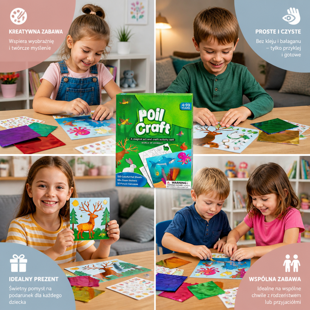 Zestaw Do Tworzenia Sztuki Z Folii DIY – Czyste Wyklejanie Zwierzątek Dla Dzieci