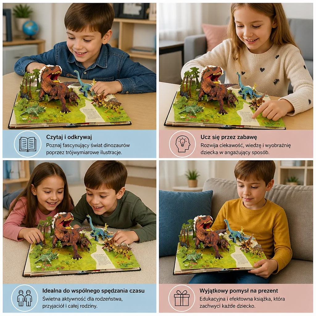 Interaktywna Encyklopedia 3D Dinozaurów Pop-Up