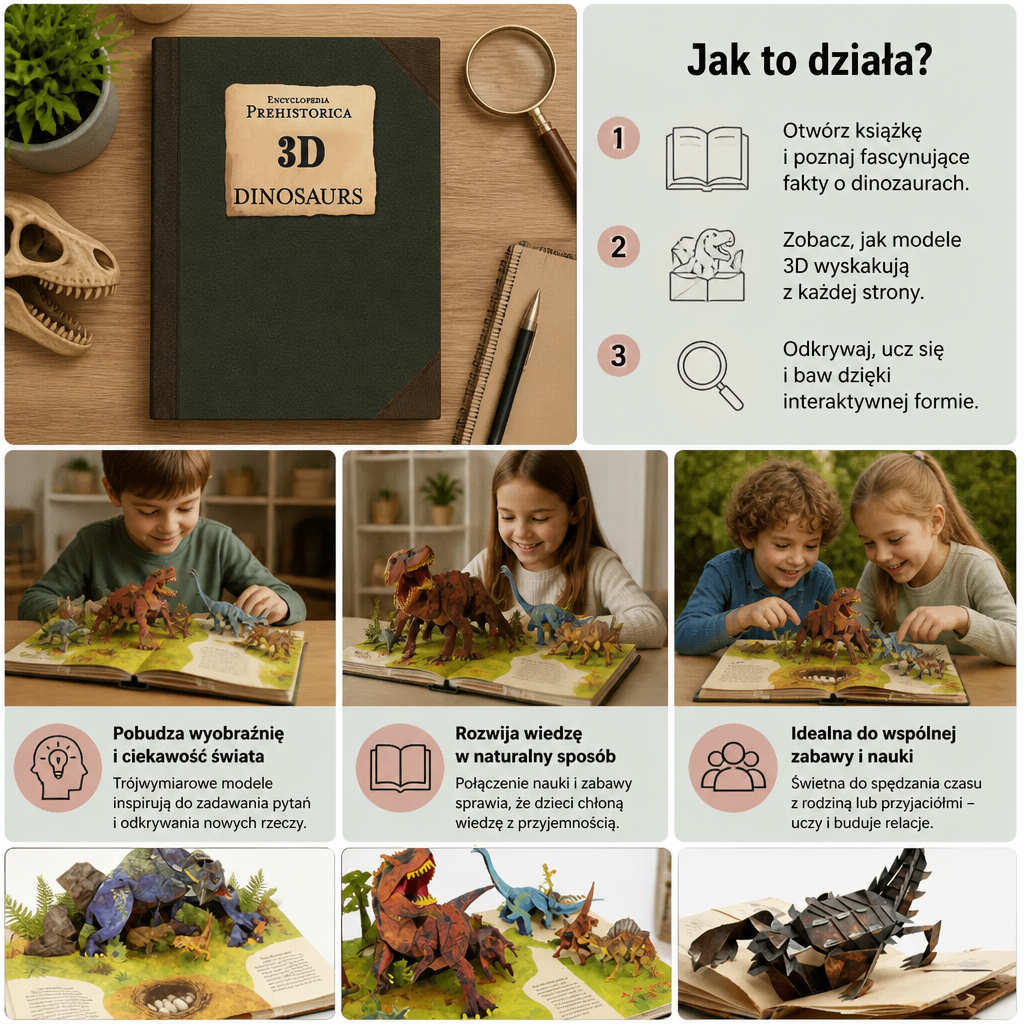 Interaktywna Encyklopedia 3D Dinozaurów Pop-Up