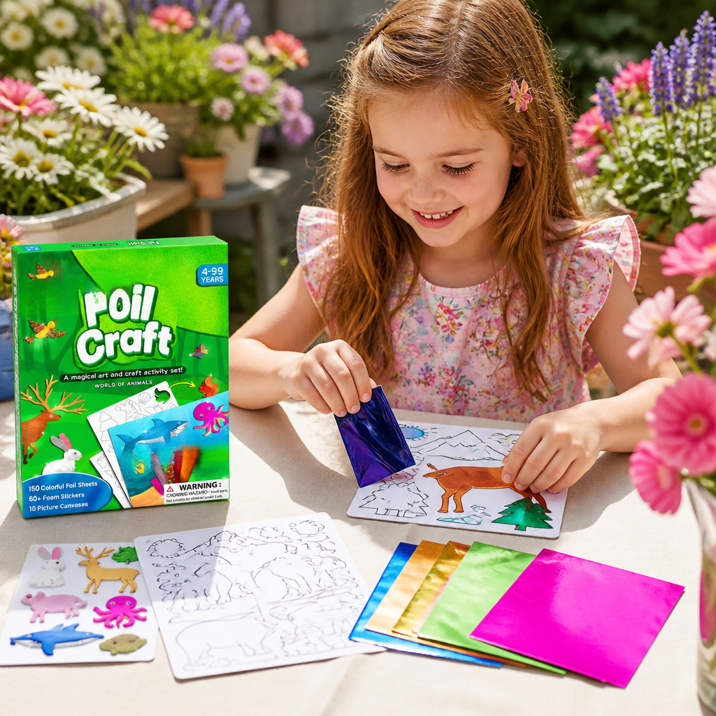 Zestaw Do Tworzenia Sztuki Z Folii DIY – Czyste Wyklejanie Zwierzątek Dla Dzieci