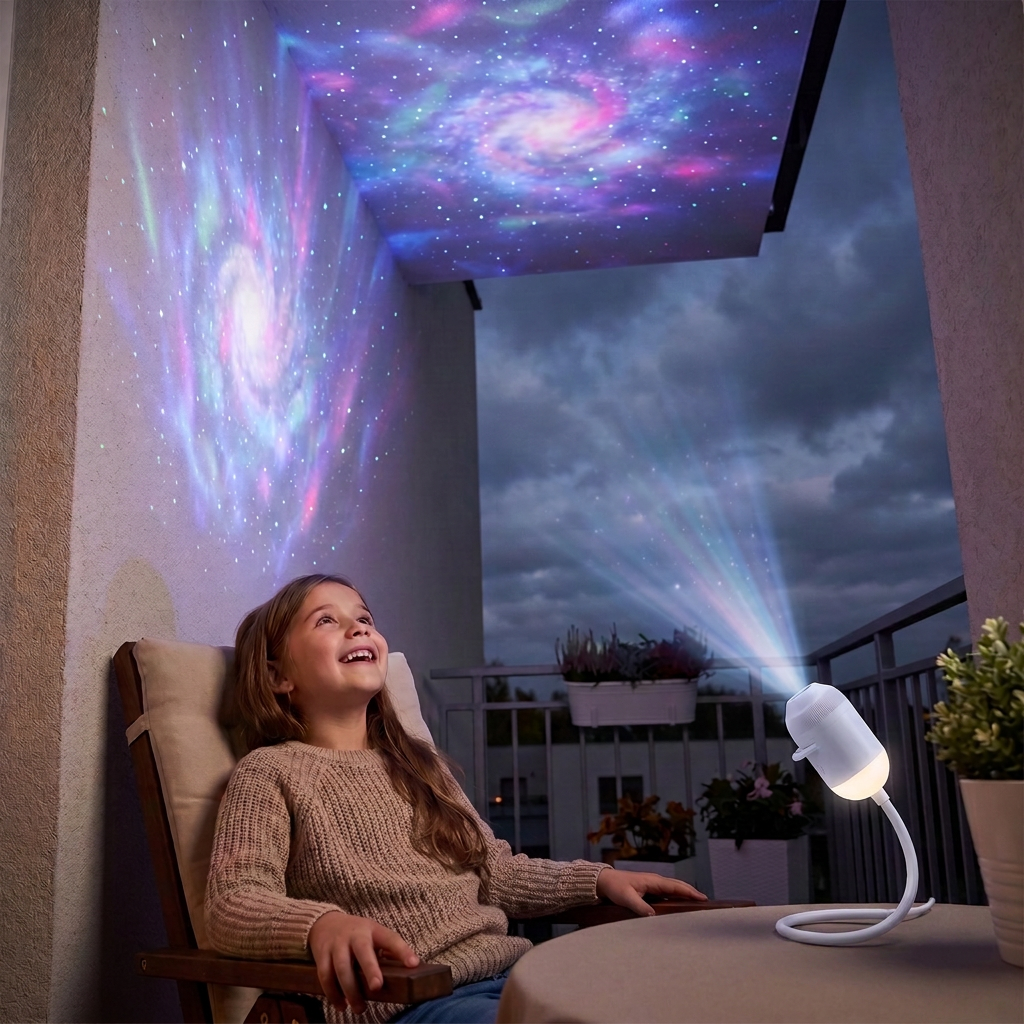 NightSky Ściemnialny Projektor Galaktyki USB z Efektami Gwiazd i Zorzy Polarnej