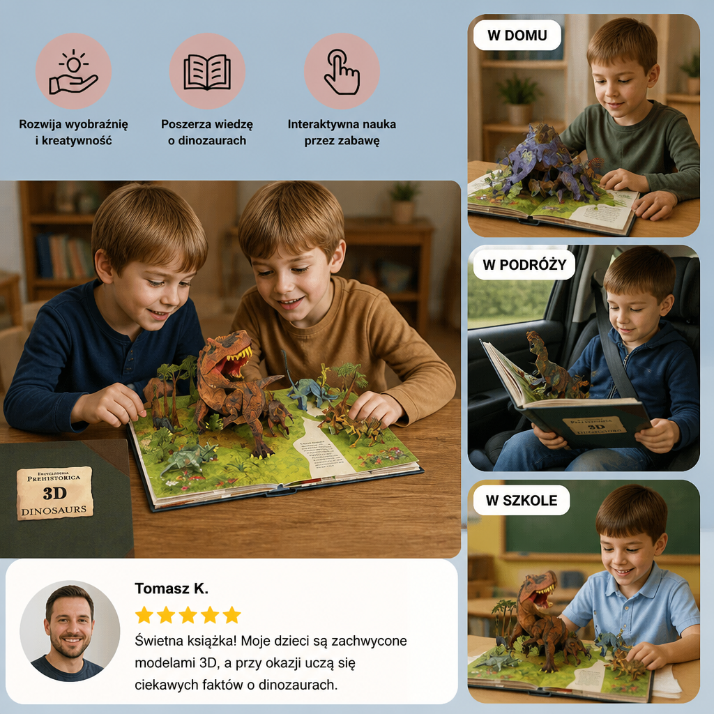 Interaktywna Encyklopedia 3D Dinozaurów Pop-Up