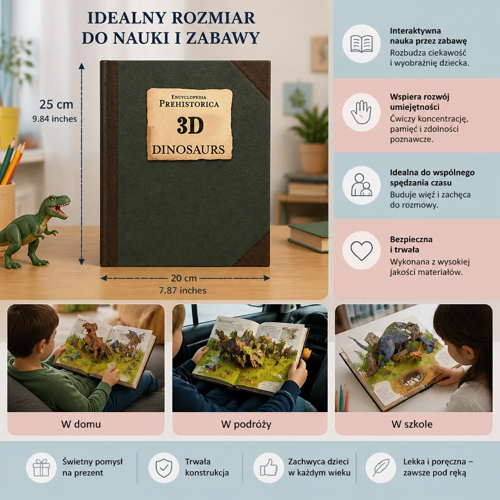Interaktywna Encyklopedia 3D Dinozaurów Pop-Up