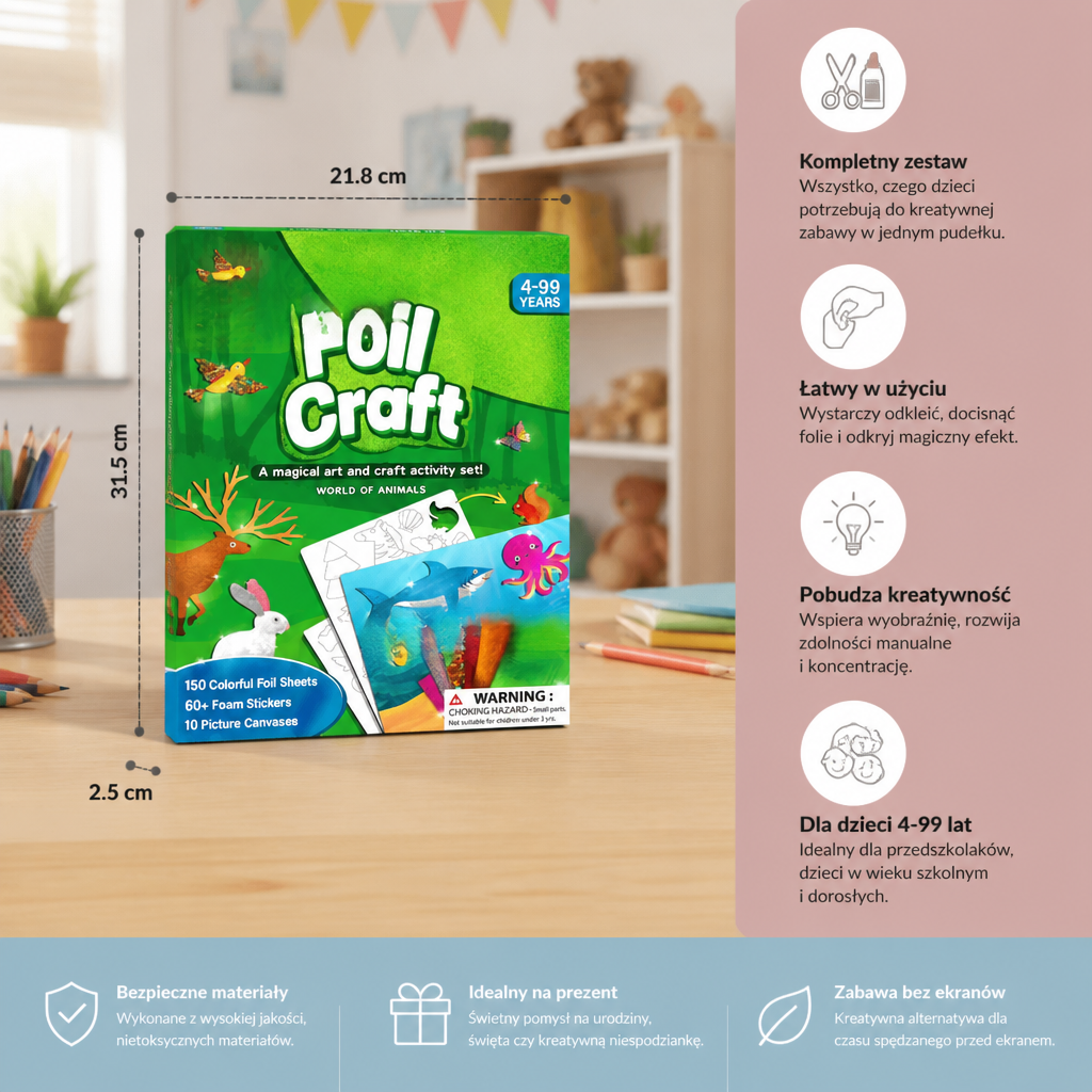 Zestaw Do Tworzenia Sztuki Z Folii DIY – Czyste Wyklejanie Zwierzątek Dla Dzieci