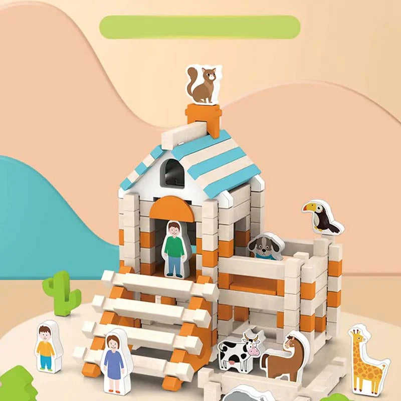 Zestaw drewnianych klocków montessori – naturalna zabawa w układanie i budowanie