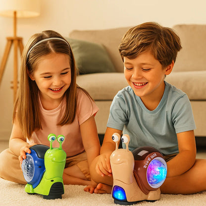 Świecący i grający muzykę ślimak zabawka do raczkowania