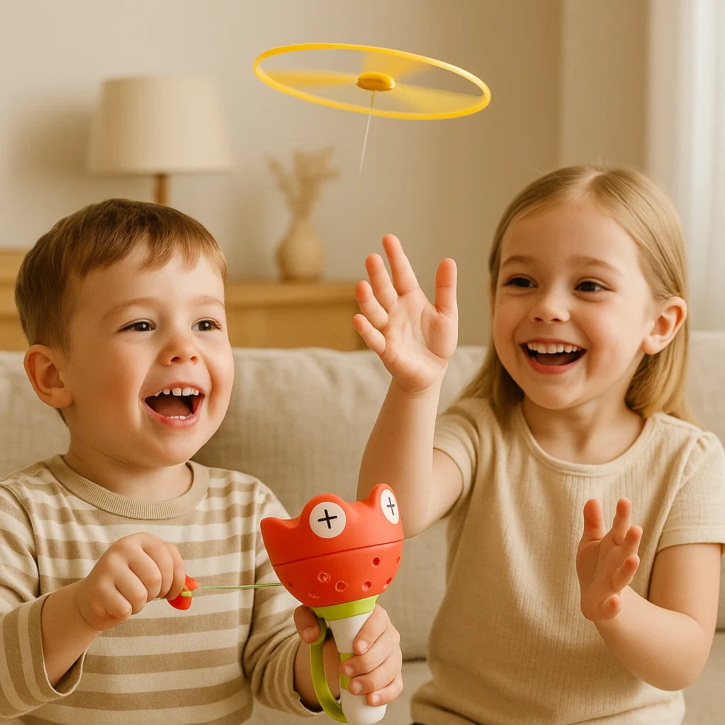 Zabawka – wirujący śmigłowiec z napędem na sznurek