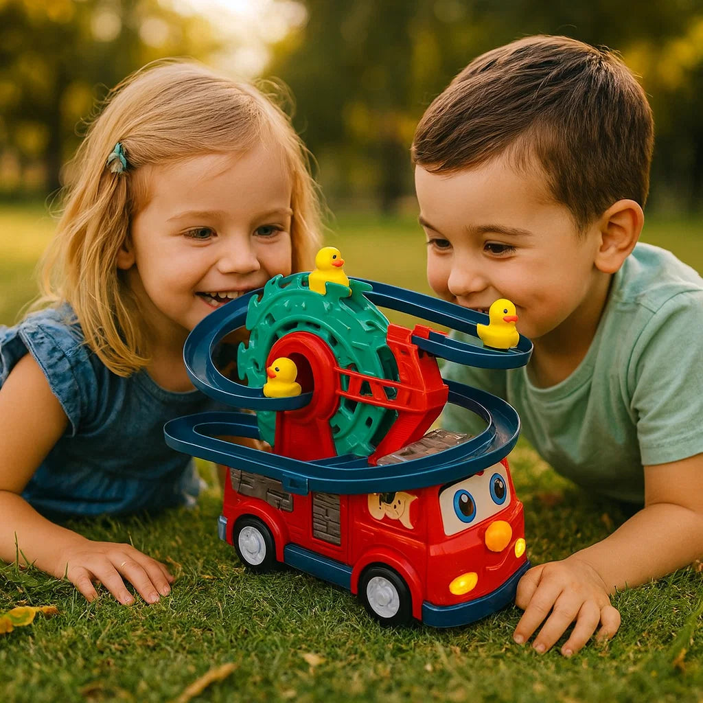 Strażacki samochód z zjeżdżającymi kaczkami