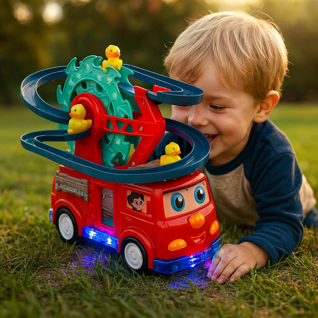 Strażacki samochód z zjeżdżającymi kaczkami