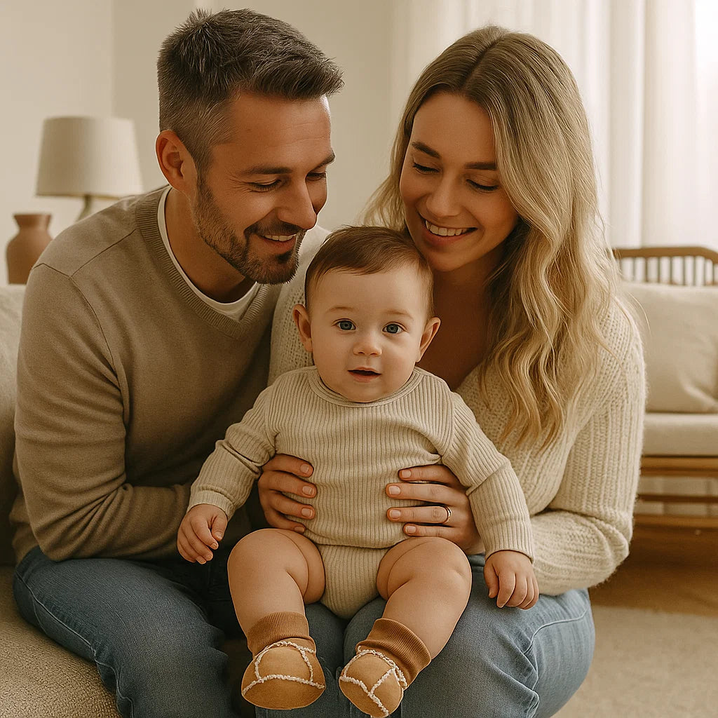 Ocieplane zimowe buciki-skarpetki dla niemowląt w zamszowym stylu