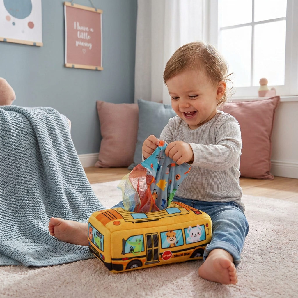 Montessori Magiczna Pudełko Na Chusteczki – Sensoryczna Zabawka Edukacyjna Dla Niemowląt