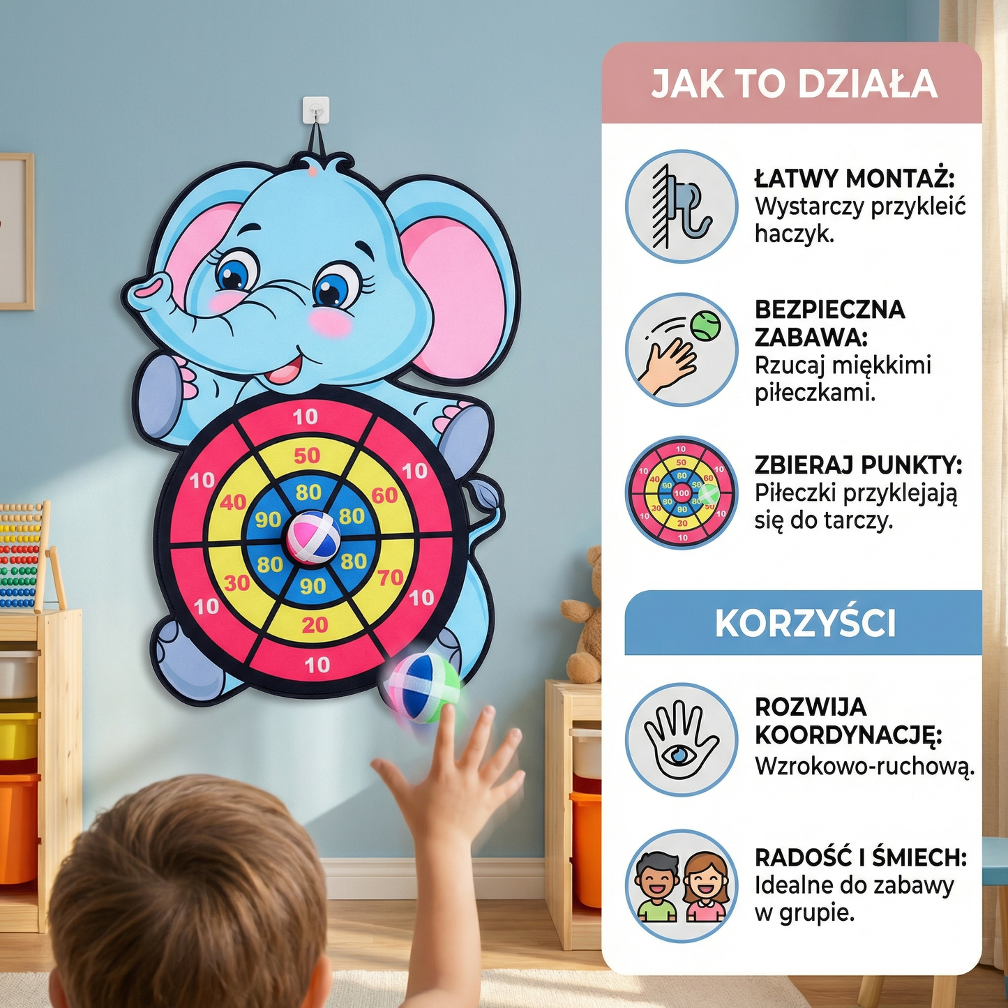 Urocza dziecięca gra w rzutki