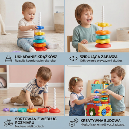 Zabawka tęczowa wieża obrotowa i kolorowa