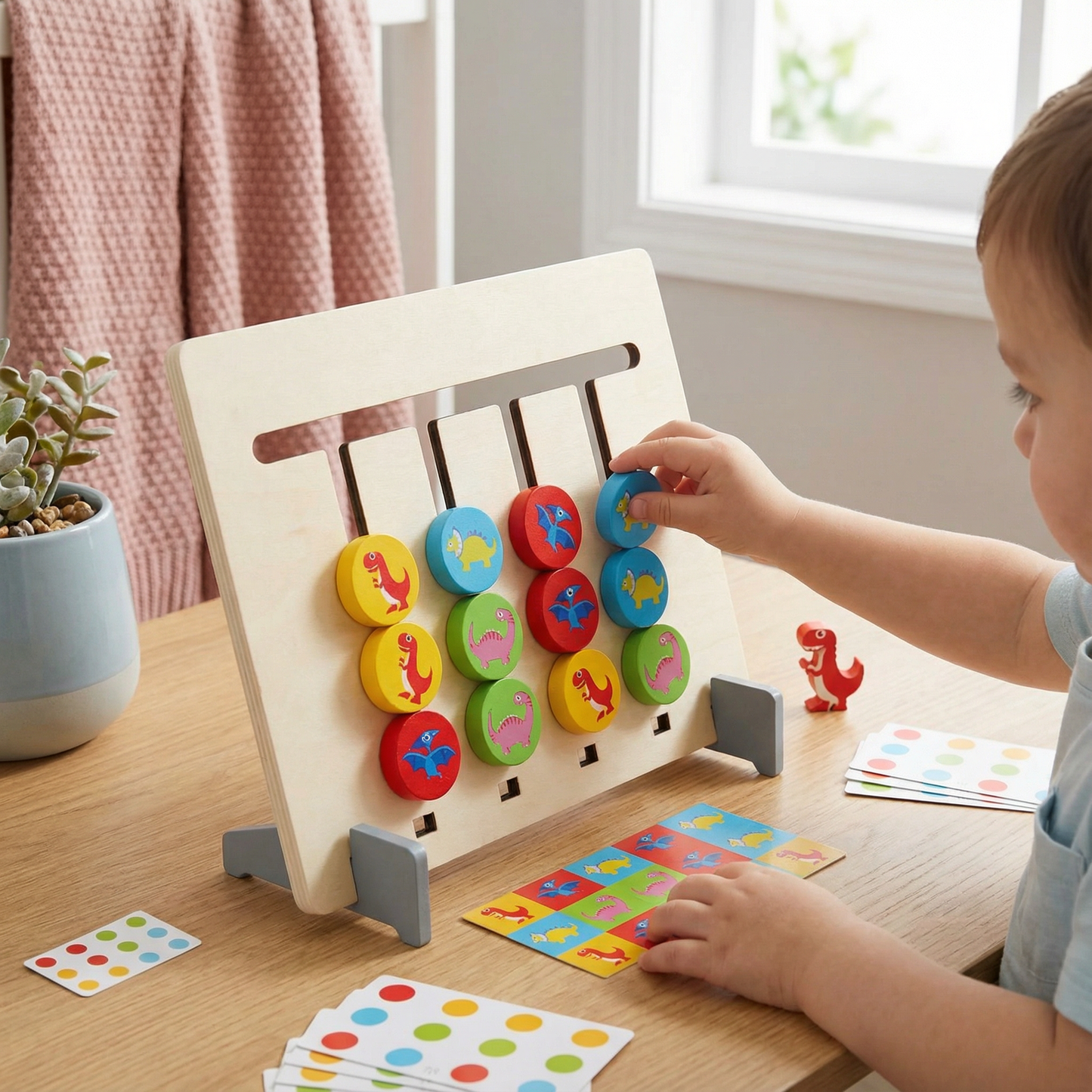 Montessori drewniana gra do dopasowywania kolorów i wzorów