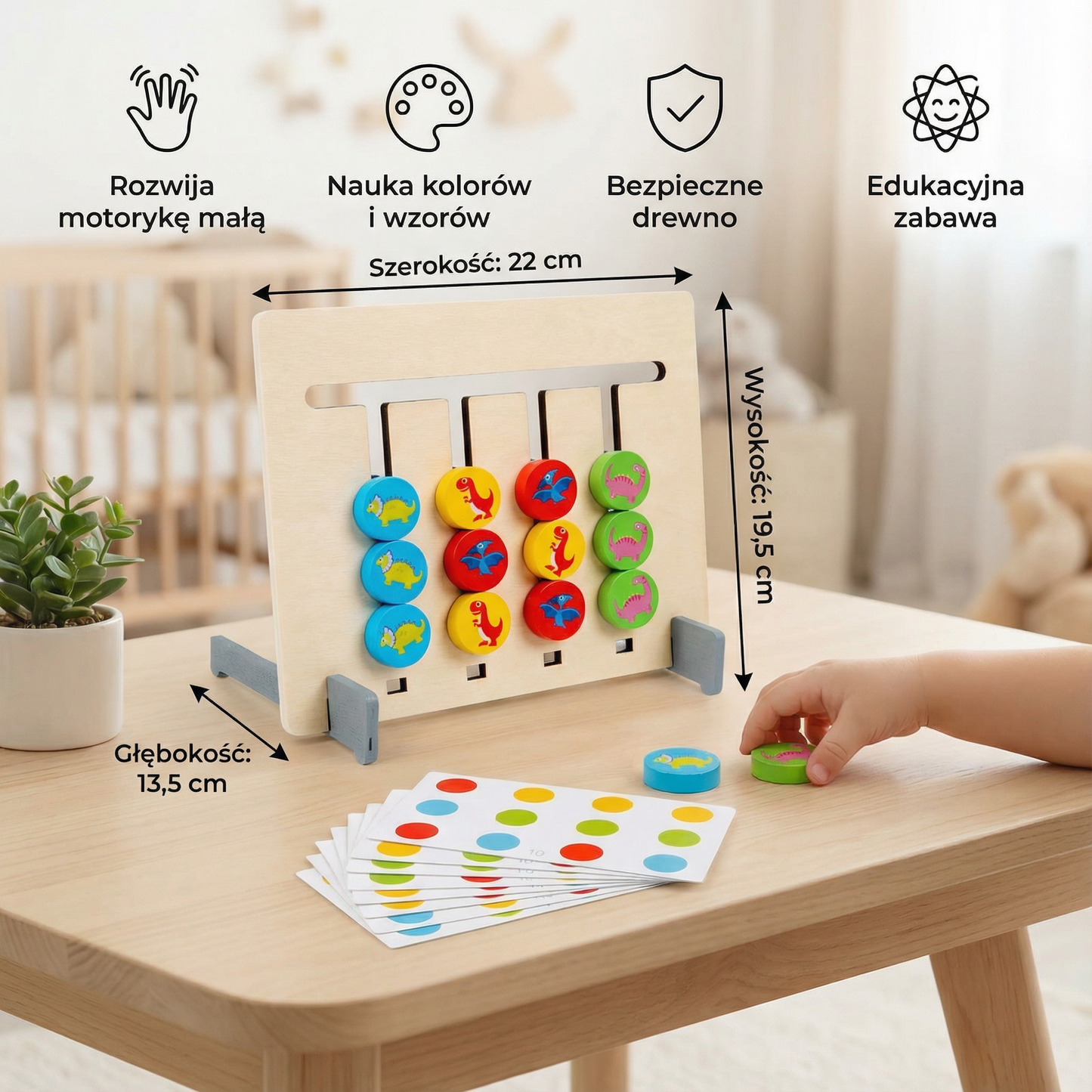 Montessori drewniana gra do dopasowywania kolorów i wzorów