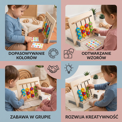 Montessori drewniana gra do dopasowywania kolorów i wzorów