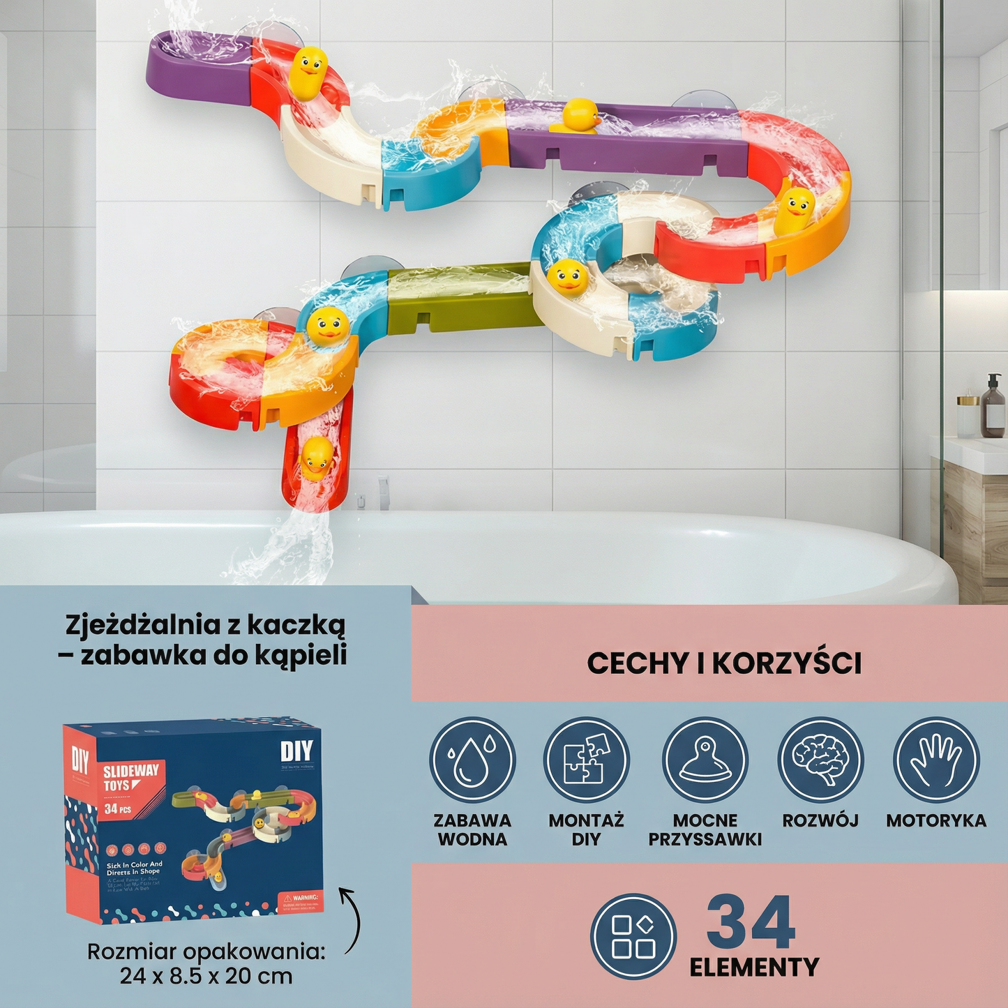 Zjeżdżalnia z kaczką – zabawka do kąpieli