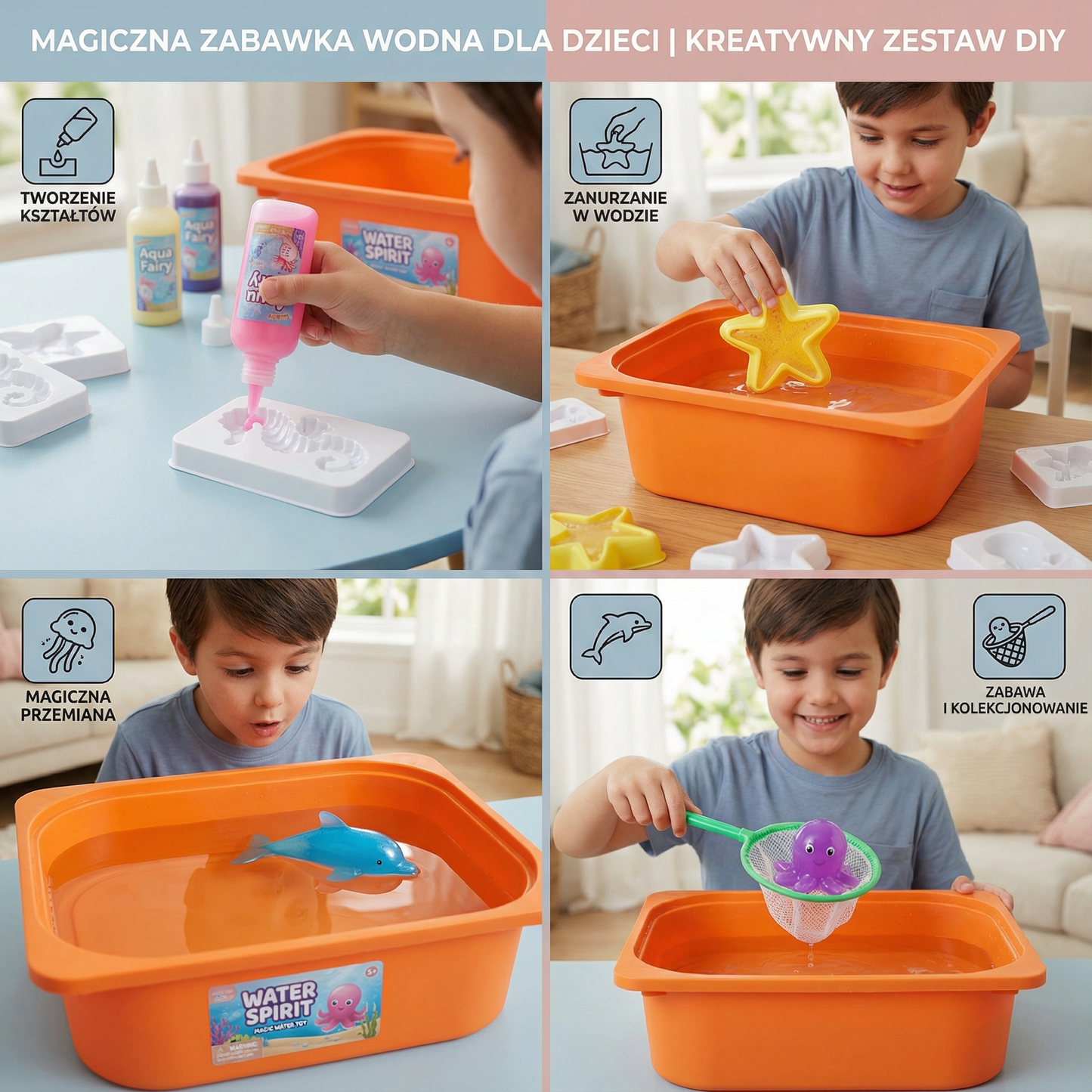 Magiczna zabawka wodna dla dzieci | Kreatywny zestaw diy do tworzenia pływających zwierząt w wodzie