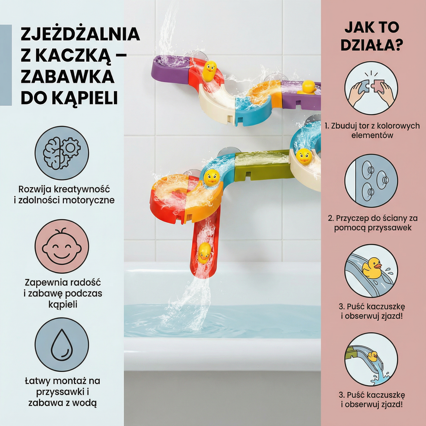 Zjeżdżalnia z kaczką – zabawka do kąpieli