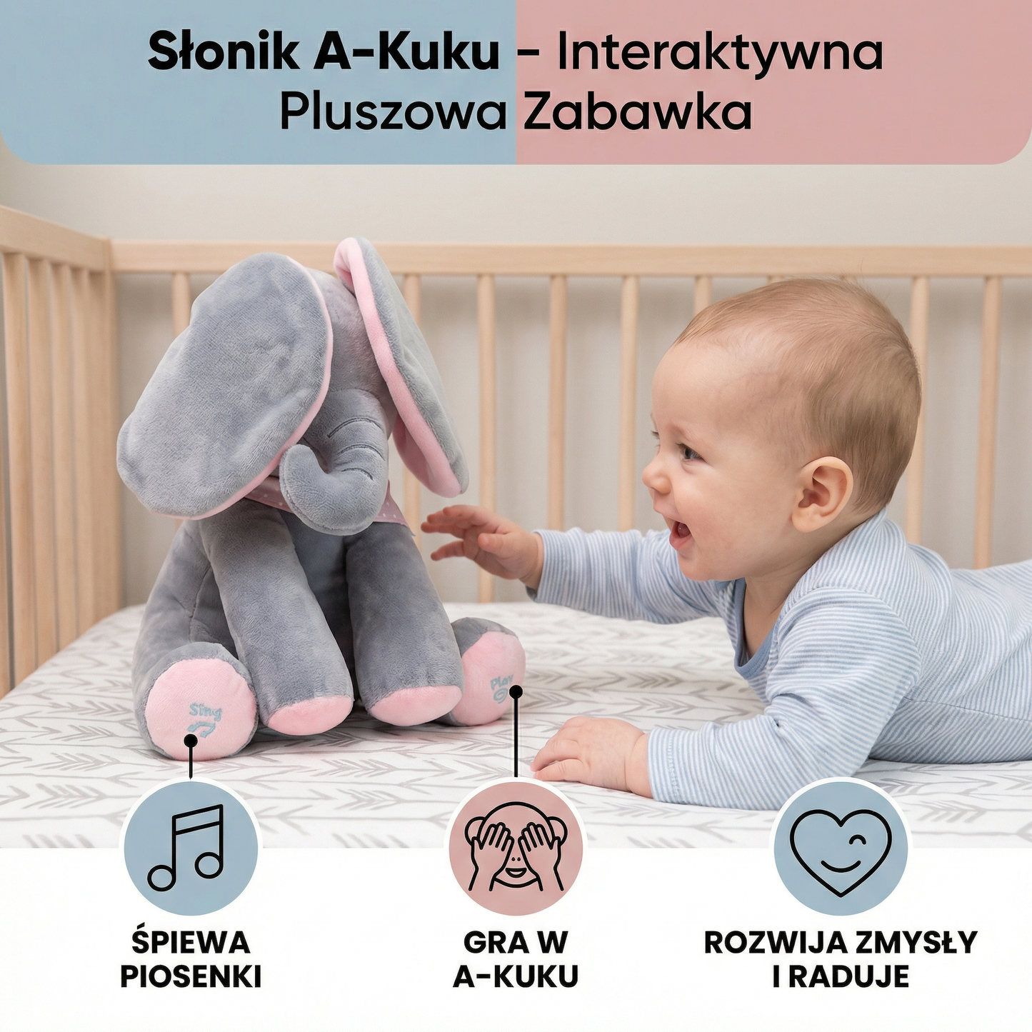 Słonik A-Kuku – Interaktywna Pluszowa Zabawka