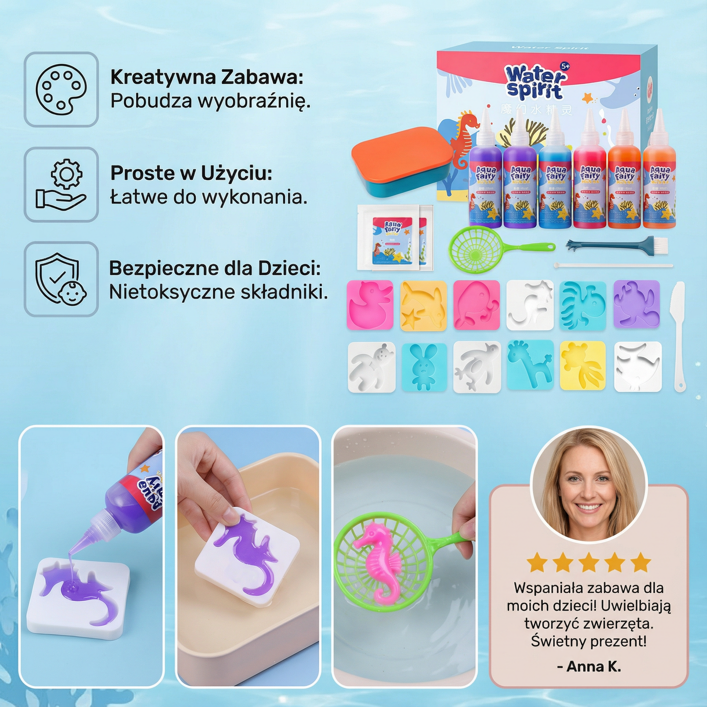Magiczna zabawka wodna dla dzieci | Kreatywny zestaw diy do tworzenia pływających zwierząt w wodzie