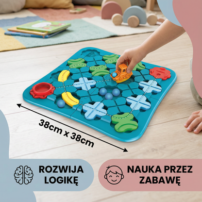 Gra w labirynt dla dzieci ⎜ Edukacyjna zabawka z torami drogowymi z kulkami i samochodem do zabawy logicznej i rozwiązywania problemów.
