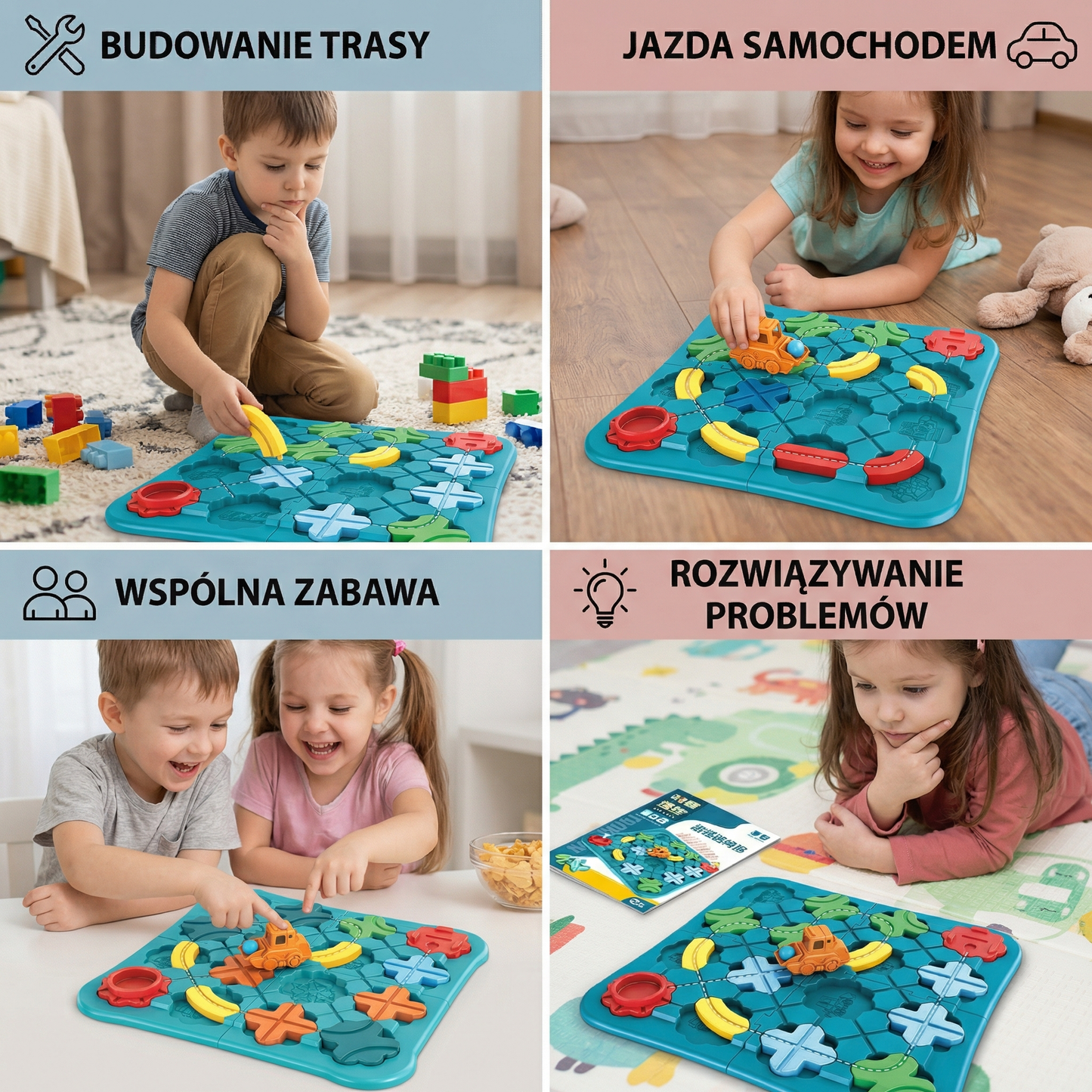 Gra w labirynt dla dzieci ⎜ Edukacyjna zabawka z torami drogowymi z kulkami i samochodem do zabawy logicznej i rozwiązywania problemów.