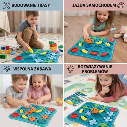 Gra w labirynt dla dzieci ⎜ Edukacyjna zabawka z torami drogowymi z kulkami i samochodem do zabawy logicznej i rozwiązywania problemów.