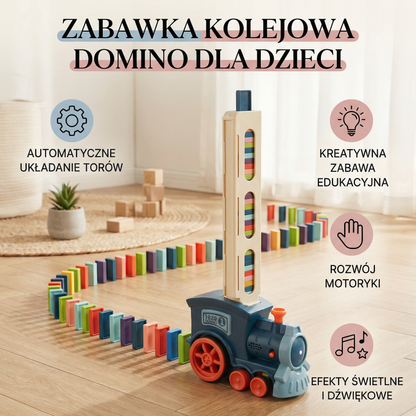 Zabawka kolejowa domino dla dzieci | Automatyczne układanie torów ze światłami i dźwiękiem dla kreatywnej zabawy edukacyjnej