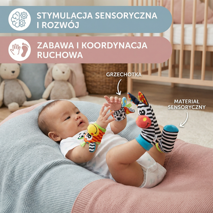 Zestaw grzechotek i skarpetek dla niemowląt | Kolorowe zabawki sensoryczne do wczesnej nauki i rozwoju umiejętności motorycznych