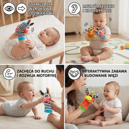 Zestaw grzechotek i skarpetek dla niemowląt | Kolorowe zabawki sensoryczne do wczesnej nauki i rozwoju umiejętności motorycznych