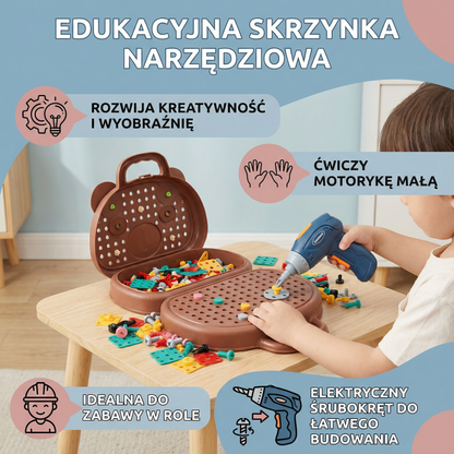 Zestaw do zabawy dla dzieci | Edukacyjna skrzynka narzędziowa z elektrycznym śrubokrętem do budowania i odgrywania ról