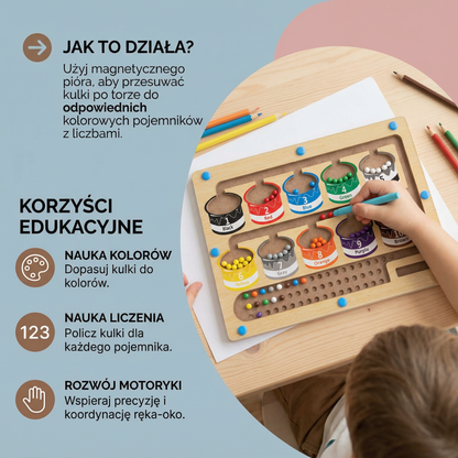 Drewniana magnetyczna tablica do liczenia | Gra w sortowanie kolorów z długopisem do wczesnej nauki i umiejętności motorycznych