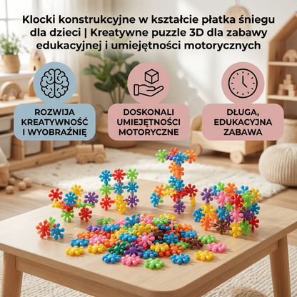 Klocki konstrukcyjne w kształcie płatka śniegu dla dzieci | Kreatywne puzzle 3D dla zabawy edukacyjnej i umiejętności motorycznych
