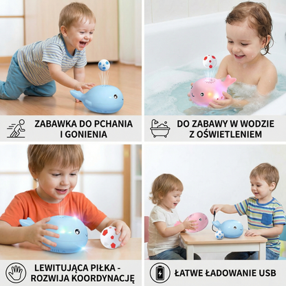 Zabawka wieloryb z unoszącą się piłką