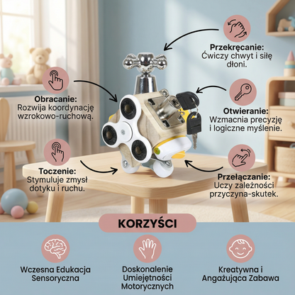 Drewniana kostka zajęciowa dla maluchów | Zabawka edukacyjna dla umiejętności motorycznych i wczesnego uczenia się sensorycznego