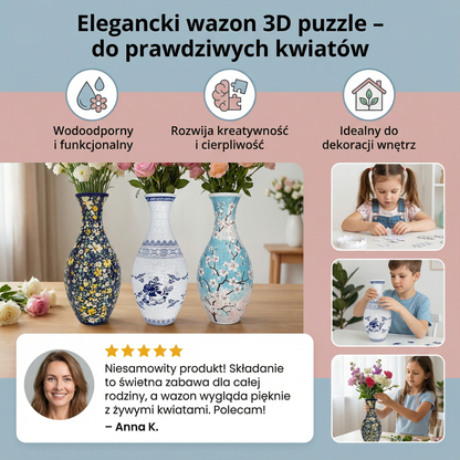 Elegancki wazon 3D puzzle – do prawdziwych kwiatów