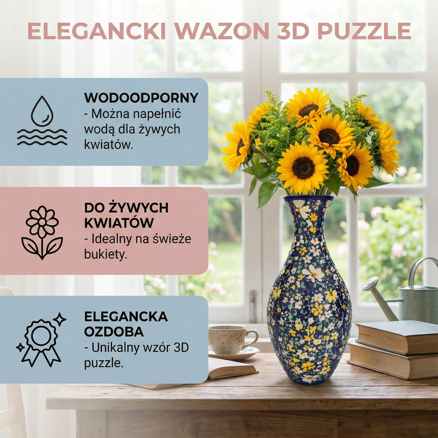 Elegancki wazon 3D puzzle – do prawdziwych kwiatów